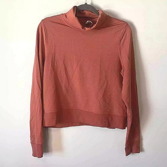 Athleta Nirvana Cropped Funnel Neck Orange Size XL Modal Tencal - Picture 2 of 4